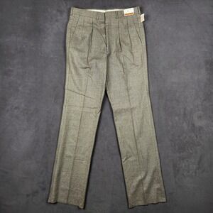 Stanley Blacker Dress Pants Mens 34 Brown Worsted Wool Pleated Raw Hem 70s NEW